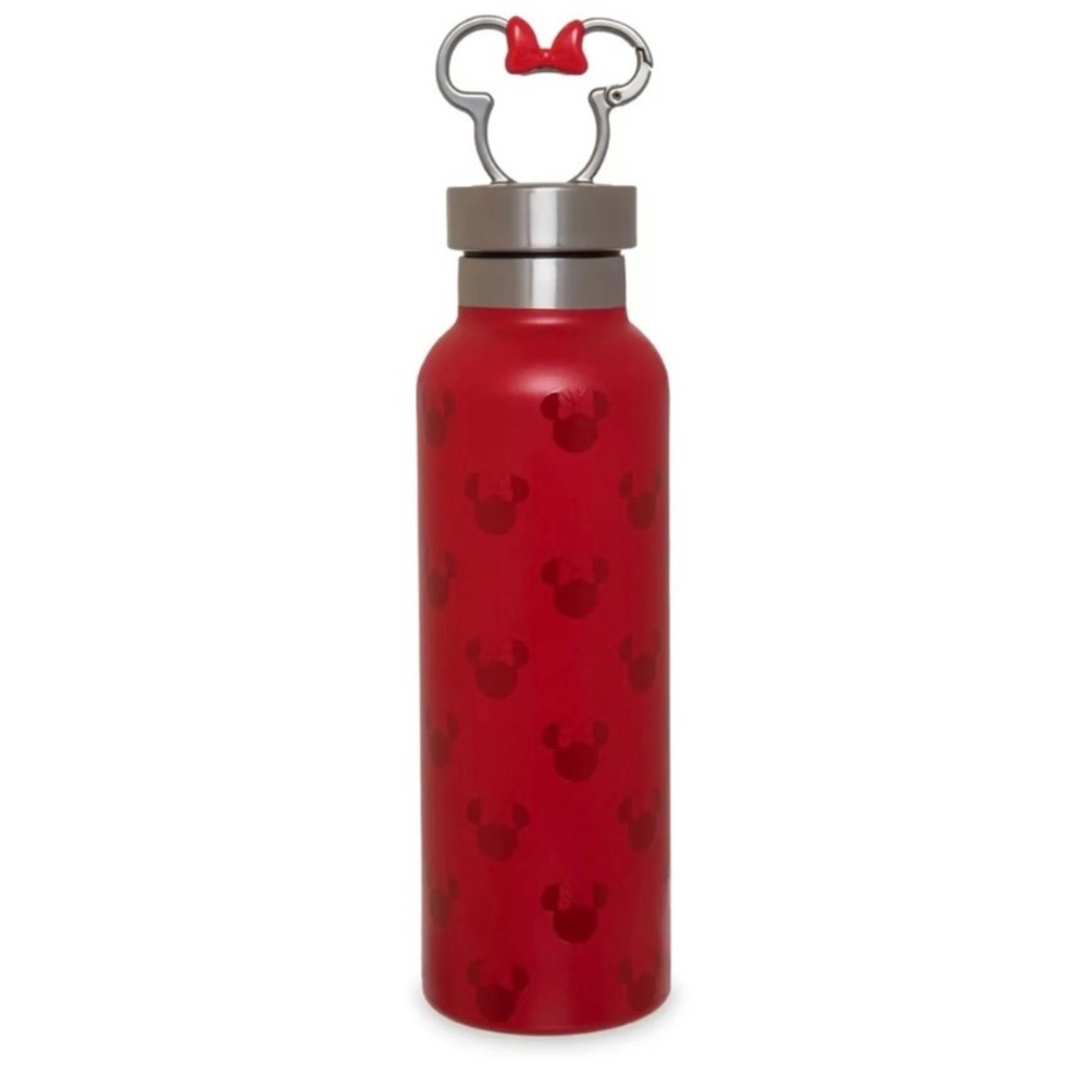 New Disney Parks Minnie Mouse Stainless Steel Water Bottle With Clip